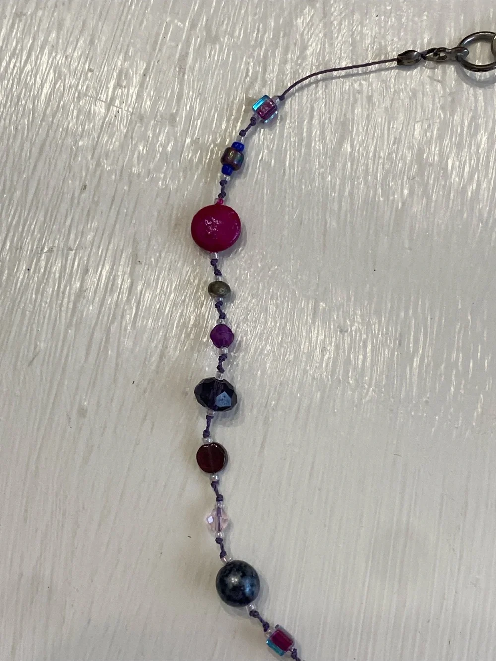 Purple & Pink Beaded Whimsical Artesian Necklace